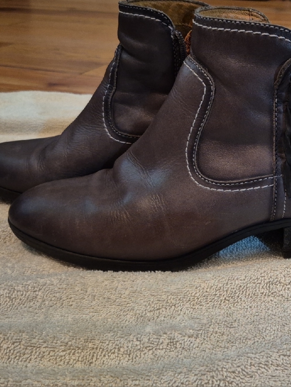 Women's Dark Gray Pikolinos Leather Ankle Boots - Classic Casual Chelsea Style